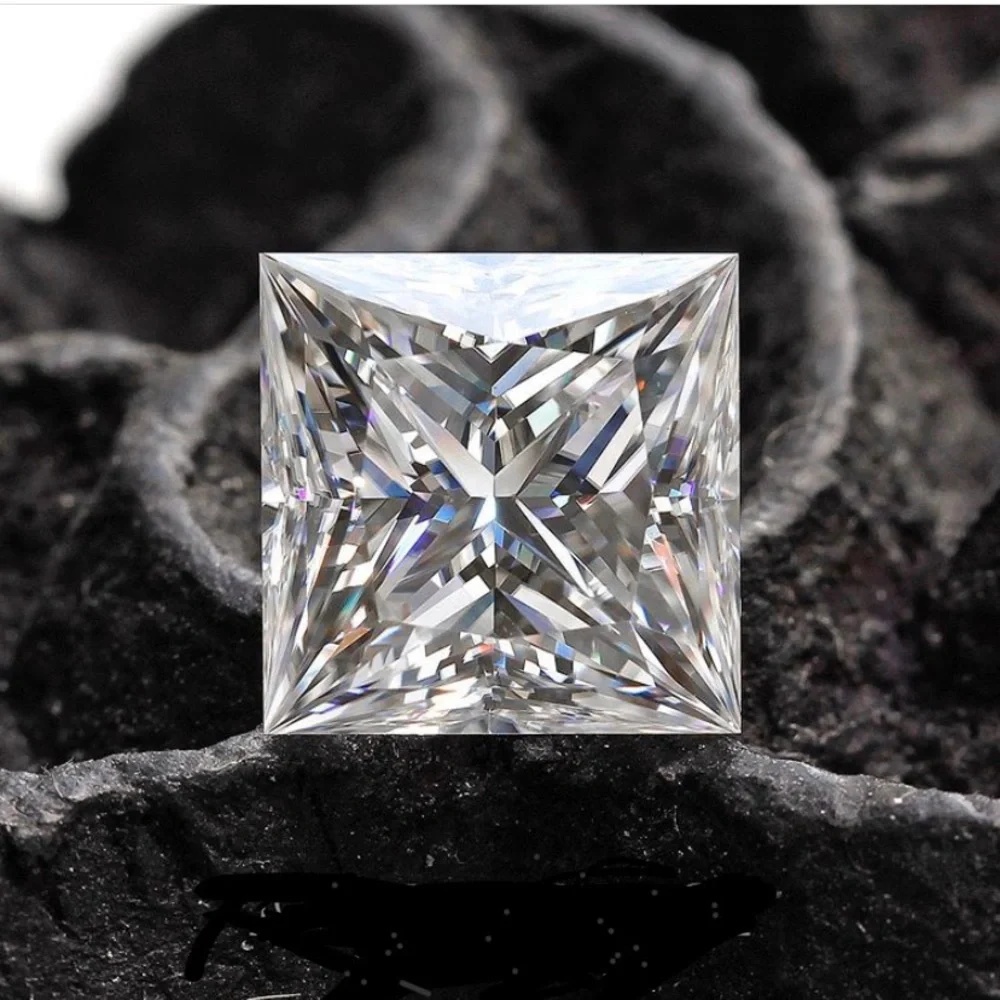0.84Ct 6mm Princess Cut Solitaire Ring AAA+ Diamond